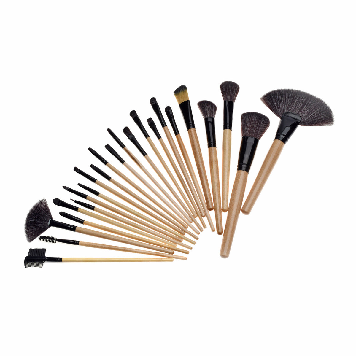 24-Piece Makeup Brush Set with Wooden Handles