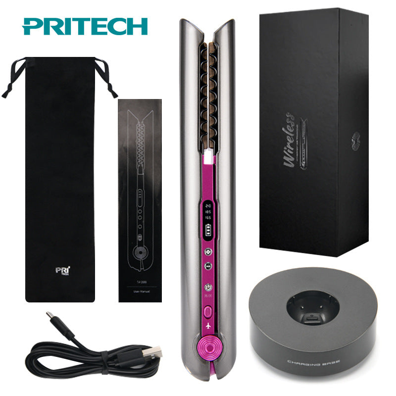 Pritech USB Wireless 2-in-1 Hair Curler and Straightener