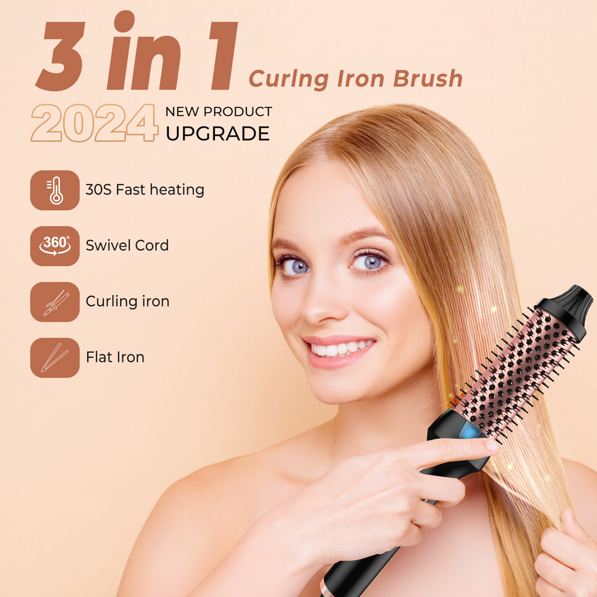 Anion Roller Comb Hair Straightener & Curler