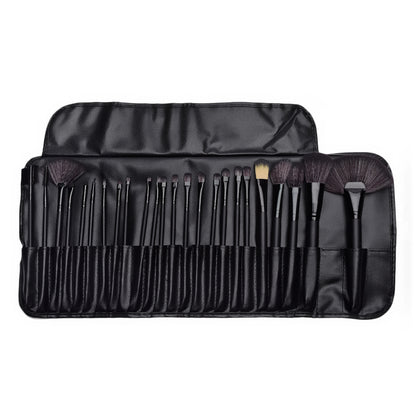 24-Piece Makeup Brush Set with Wooden Handles