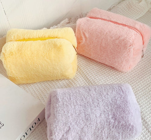 Plush Cosmetic Bag for Stylish Travel and Makeup Storage