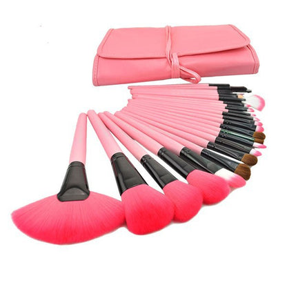 24-Piece Makeup Brush Set with Wooden Handles