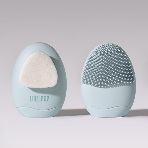 LOLLIPOP Palm Size Dual-Sided Silicone Face Exfoliator Face Scrubber Synthetic Face Brush Cleanser Facial Cleansing Brush for Massage Oceanic