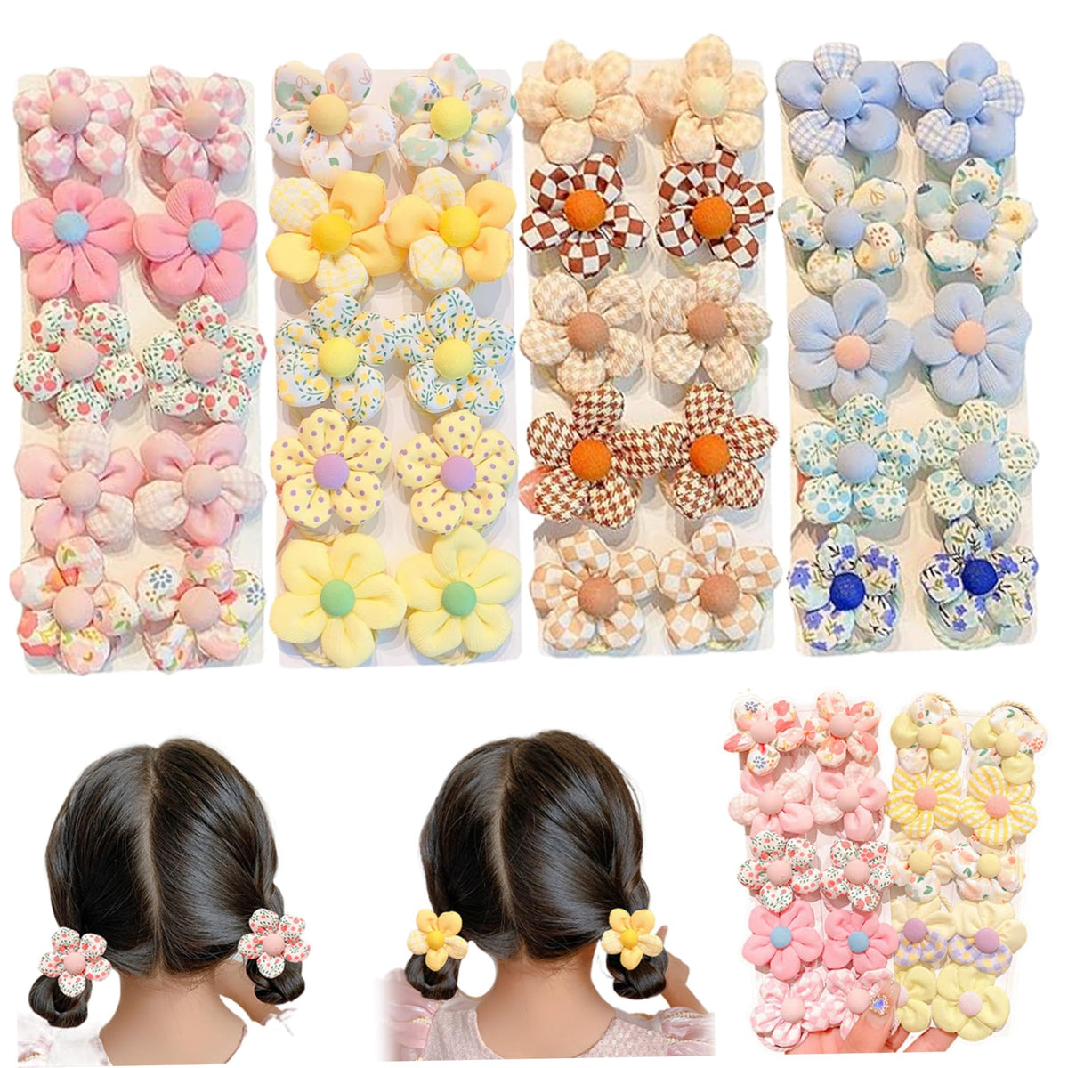 Baby Hair Ties 40 Pcs Flower Hair Ties Cute Hair Ties Hair Rubber Bands No Damage Flower Scrunchie Toddler Hair Ties for Kids Baby Girls Toddler Hair Accessories