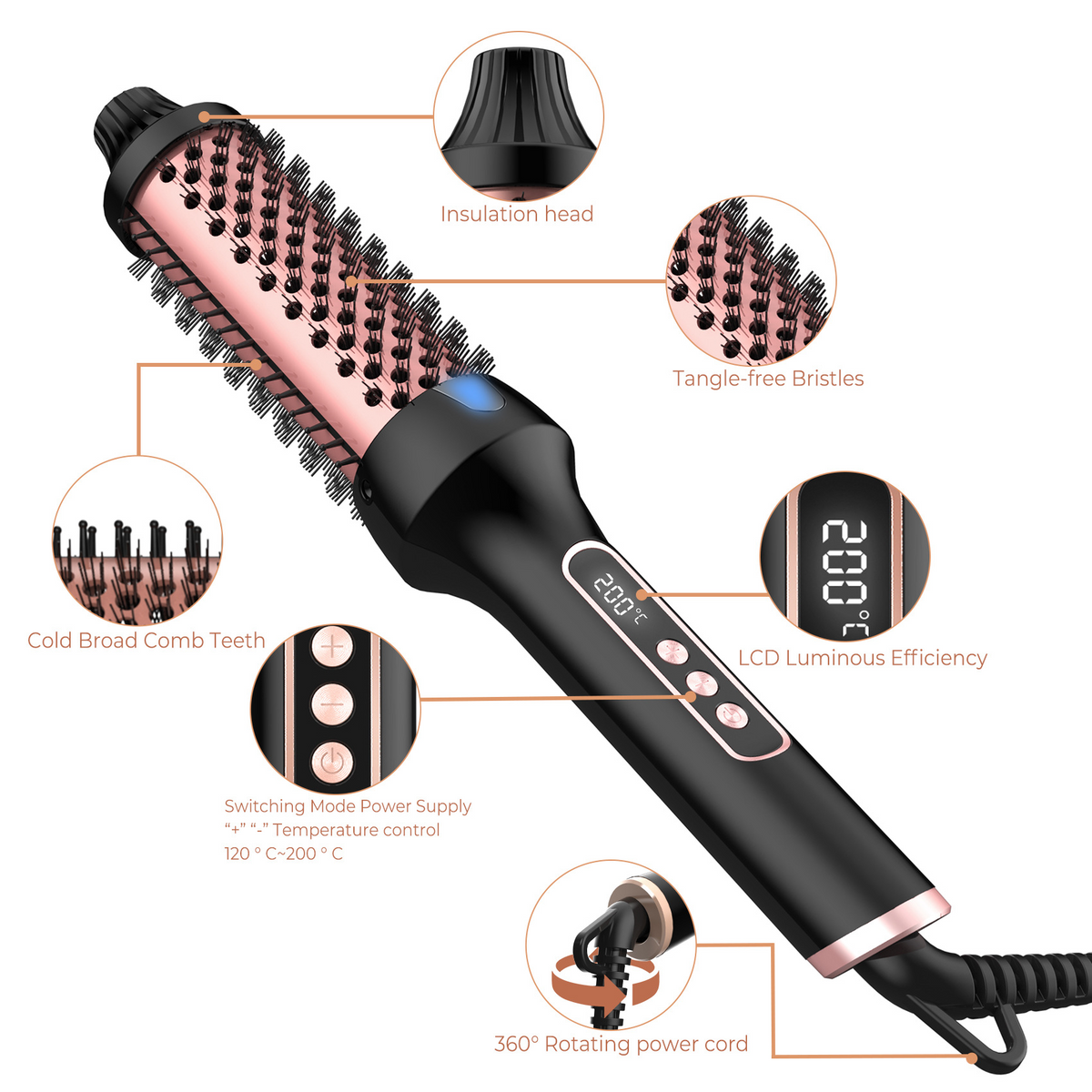 Anion Roller Comb Hair Straightener & Curler