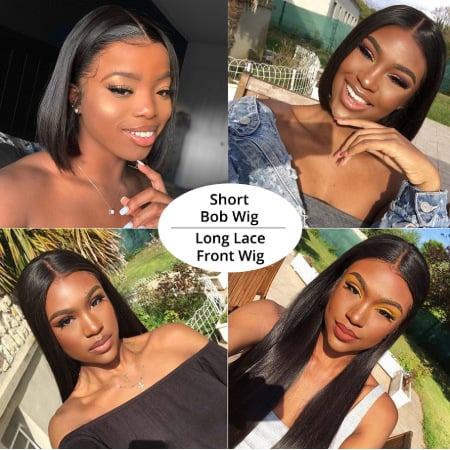 Real Hair 13X4 Lace Short Bob Wigs Set for Women