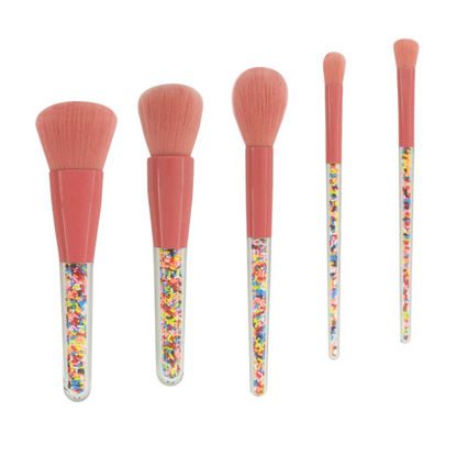 New 5-Piece Candy Makeup Brush Set with Clear Handles