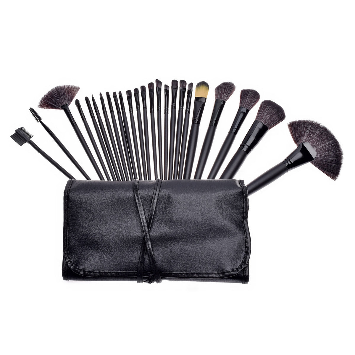 24-Piece Makeup Brush Set with Wooden Handles